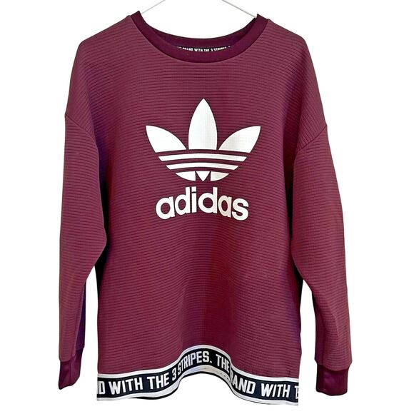Adidas Women’s The Brand With The 3 Stripes Sweatshirt Burgundy Size Large - Picture 1 of 6
